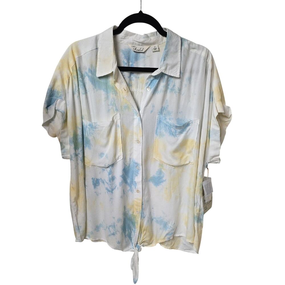 Cafe Marrakesh Tie Dye Rayon Tie Waist Top Womens Size 1X NWT